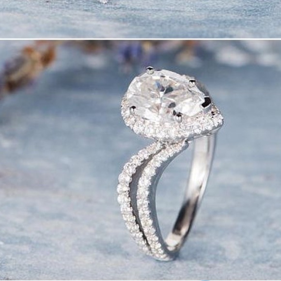 New White Gold Plated Delicate Water Drop Ring - Picture 4 of 6